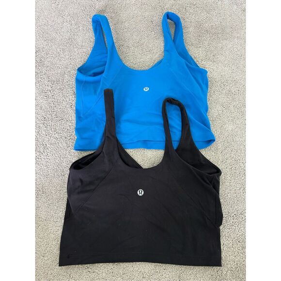 (2) LULULEMON align sport bras poolside blue and black, $140 - Picture 4 of 4